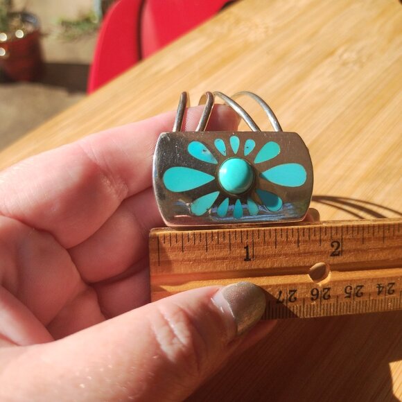 Jay King DTR mine finds large turquoise inlay cuff bracelet 925 Sterling Silver - Picture 10 of 14